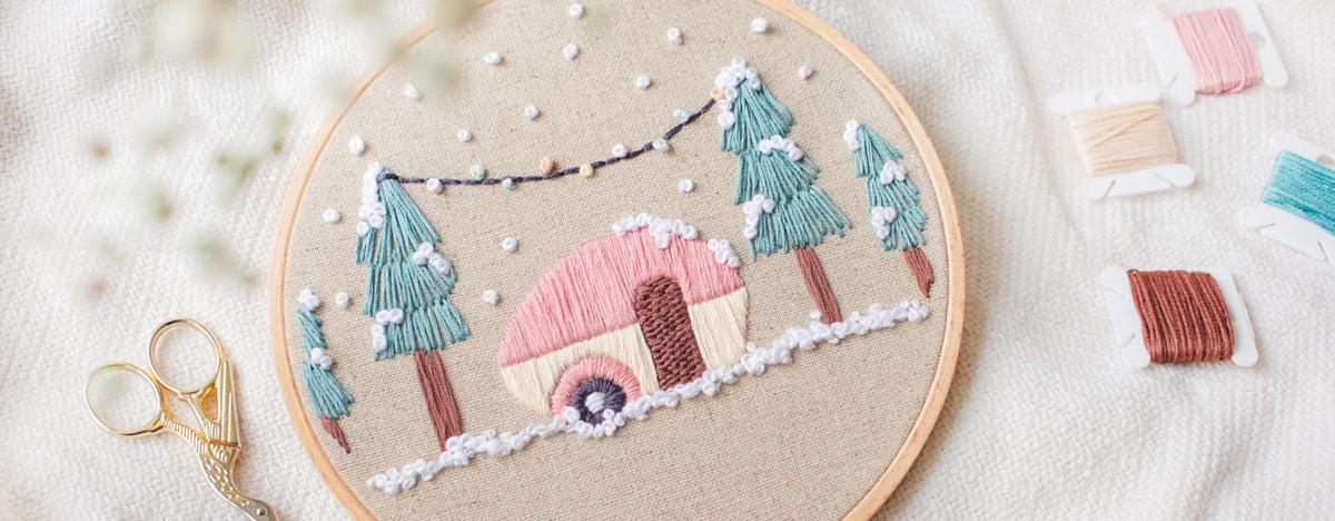 Caravan Winterlandschaft sticken