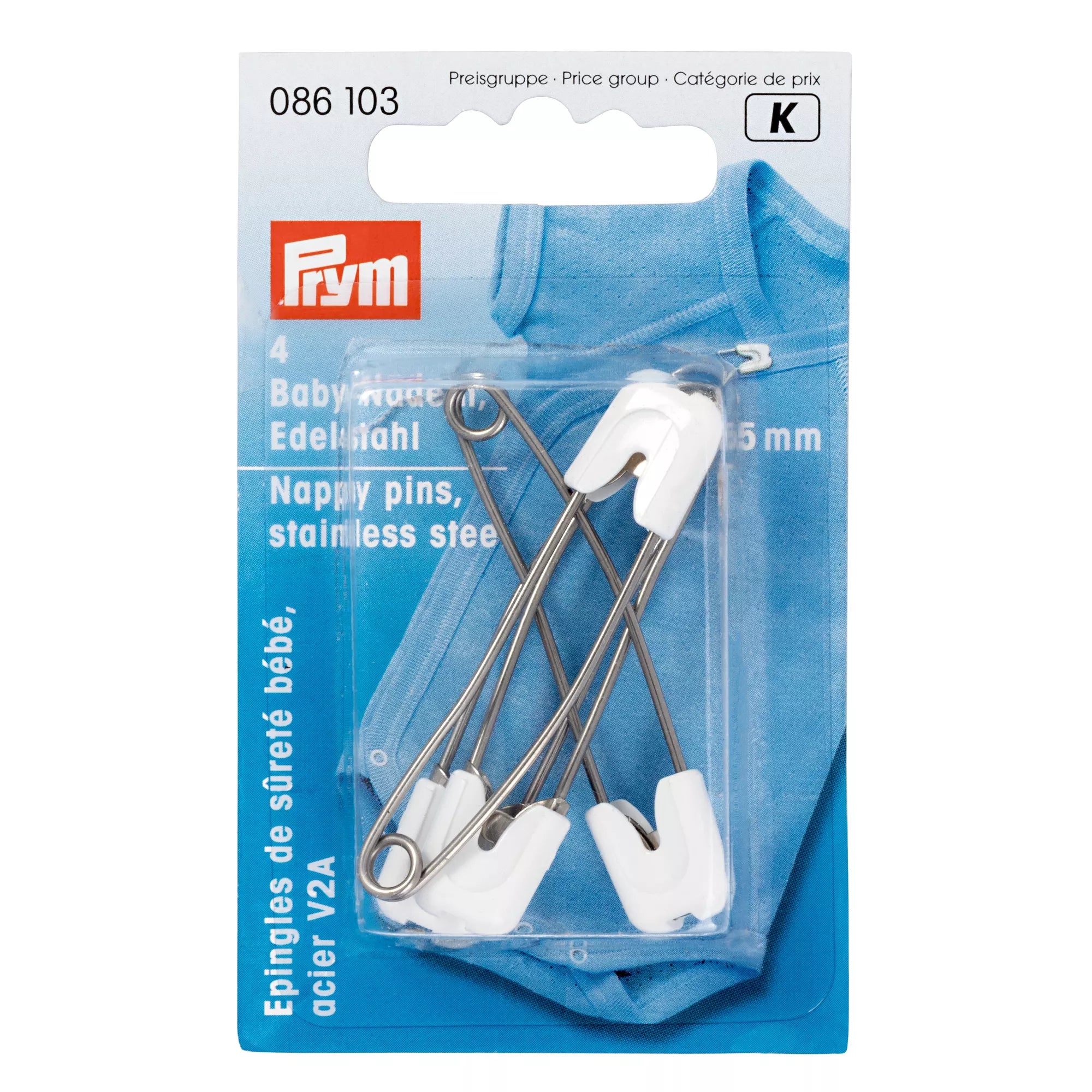 Baby safety pins, stainless steel, with plastic cap
