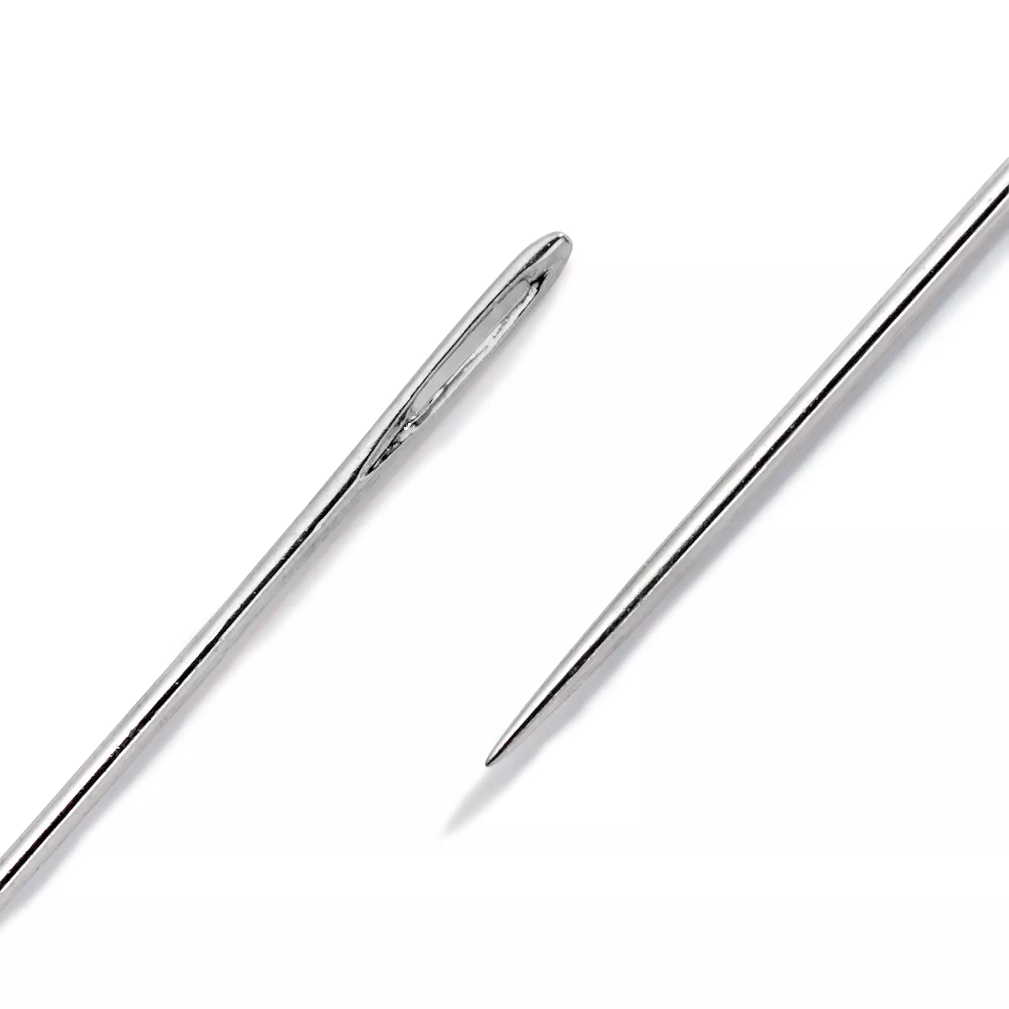 Beading needles with gold or silver eye