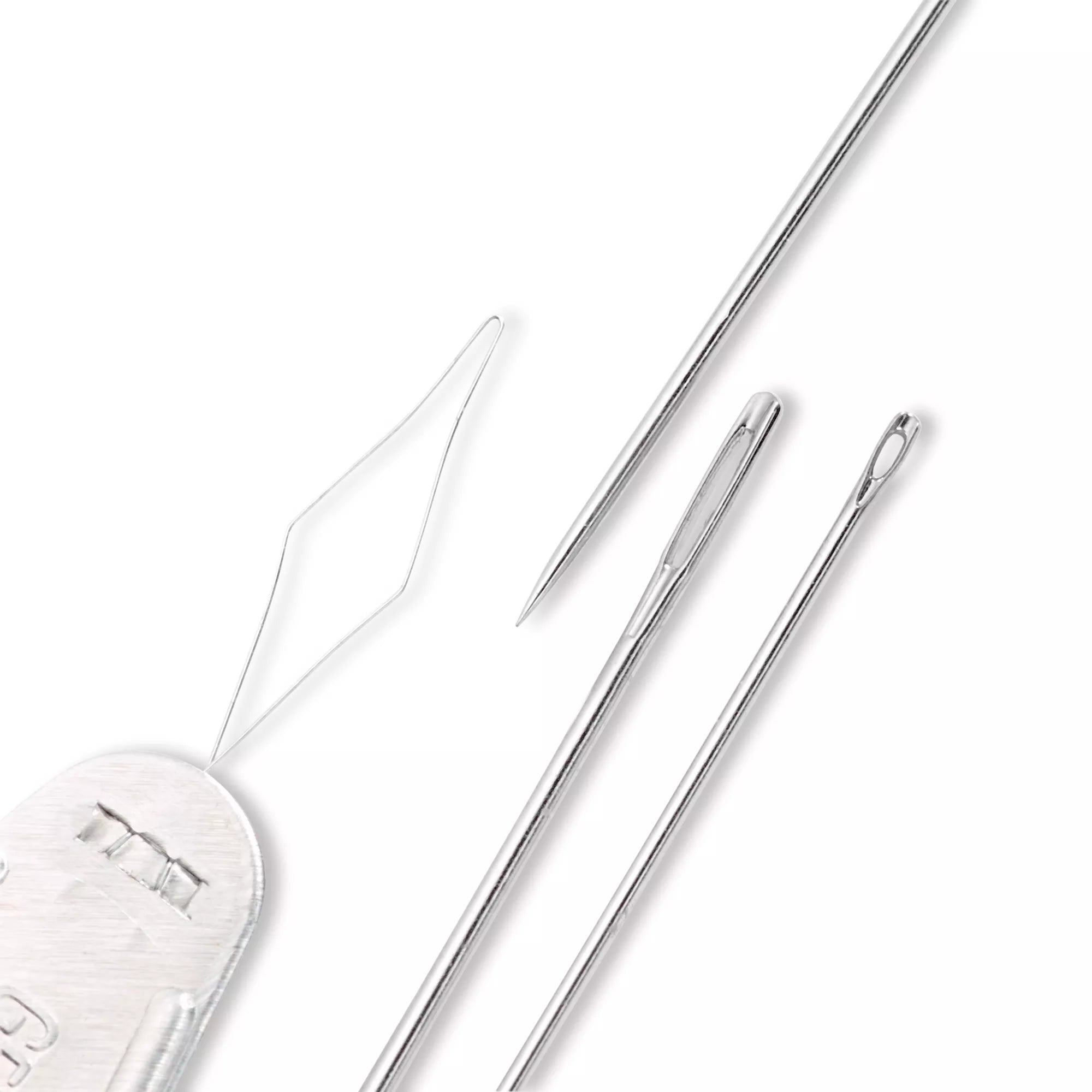Sewing and darning needles with threader