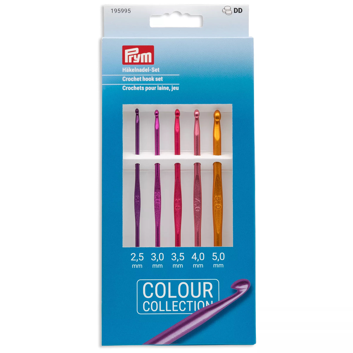 Prym Häkelnadeln - Häkelnadel-Set ALU COLOUR (Stärken 2,5-5,0 mm), 5 St.