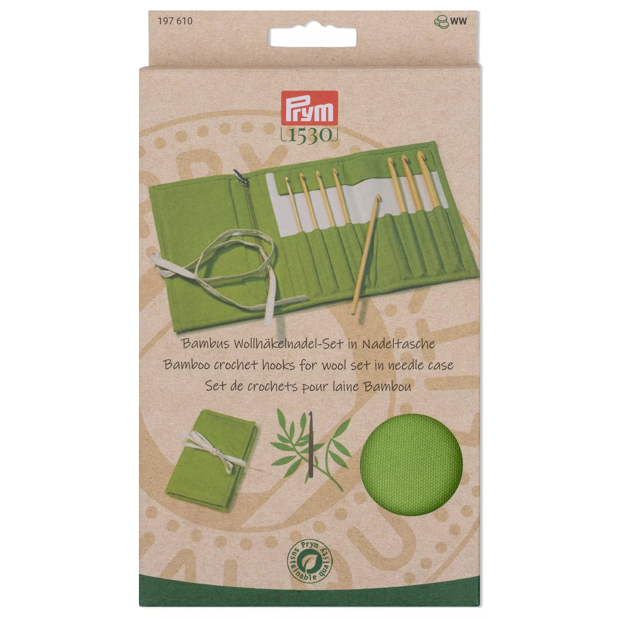 Wollhäkelnadel Set, Bambus, Prym 1530, 3,5-8,0 mm