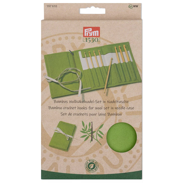 Wool Crochet Hook Set, Bamboo, Prym 1530, 3.5-8.0 mm