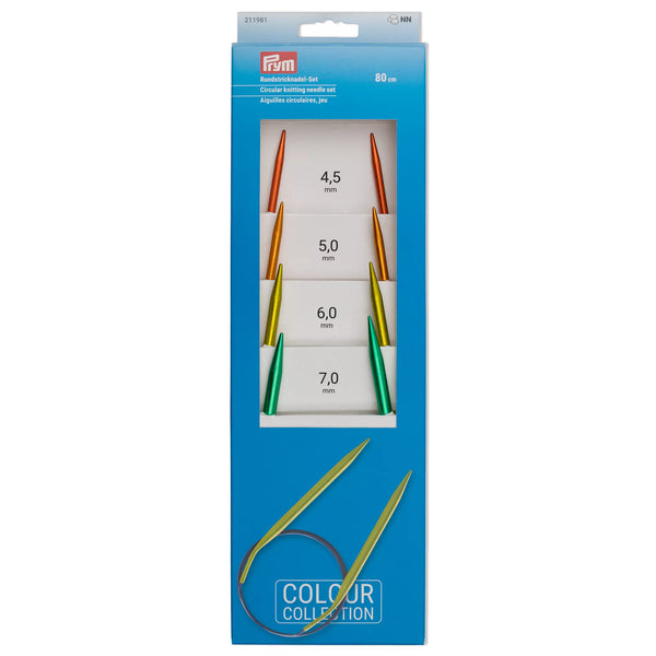 Jeu d'aiguilles circulaires ALU, coloré 4,5-7,0mm/80cm