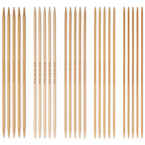 Prym 1530 Double Pointed Knitting Needle Set, Bamboo, 2.5-4.5mm, 20 cm