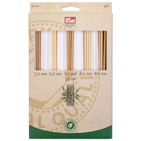 Prym 1530 Double Pointed Knitting Needle Set, Bamboo, 2.5-4.5mm, 20 cm