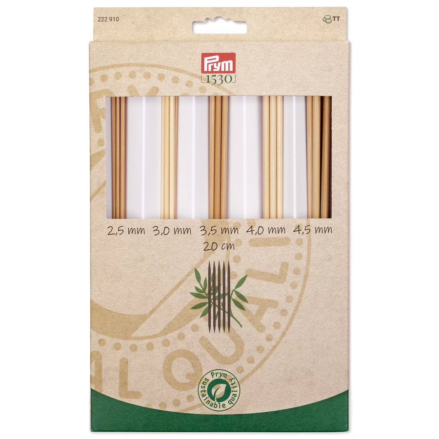 Prym 1530 Double Pointed Knitting Needle Set, Bamboo, 2.5-4.5mm, 20 cm