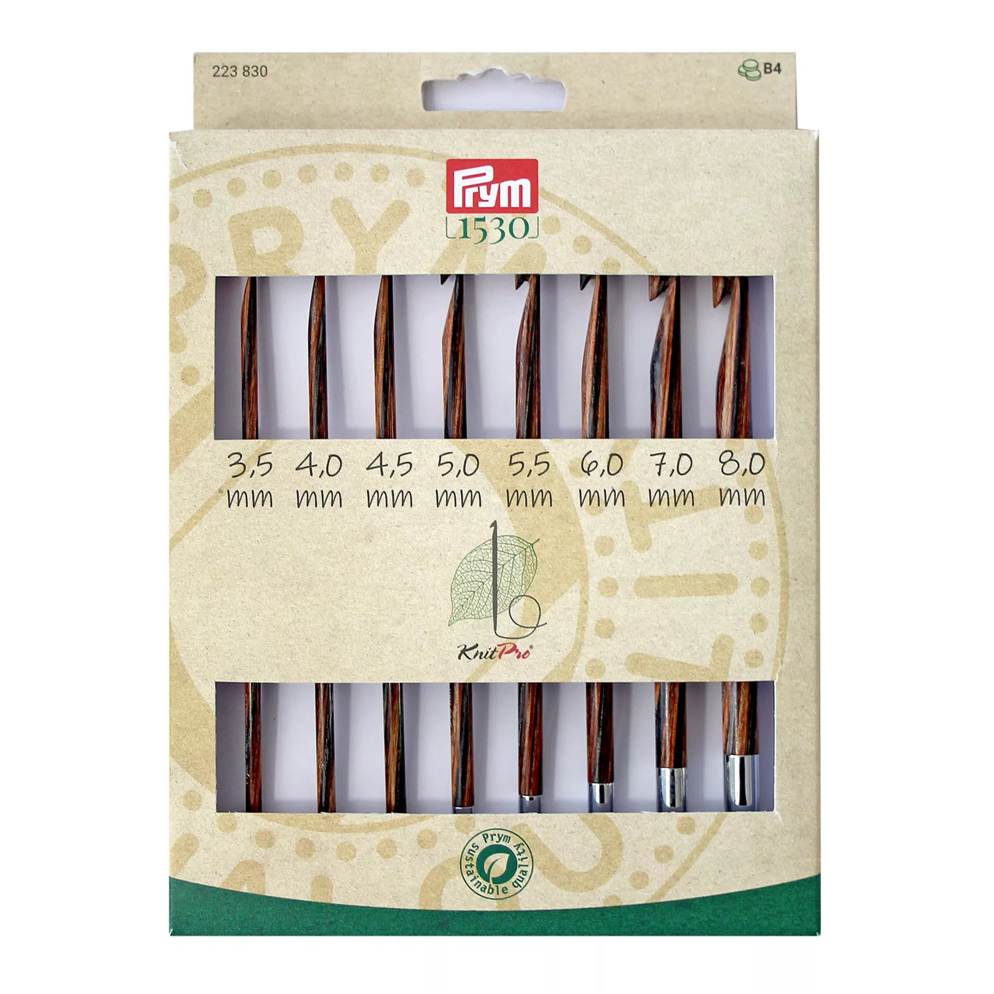 Tunisian Crochet Hook Set, Natural, 3.5-8.0mm