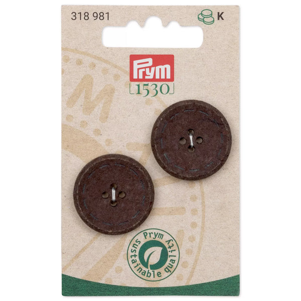 Knöpfe 4-Loch Prym 1530, recycelte Baumwolle, 25mm, dunkelbraun