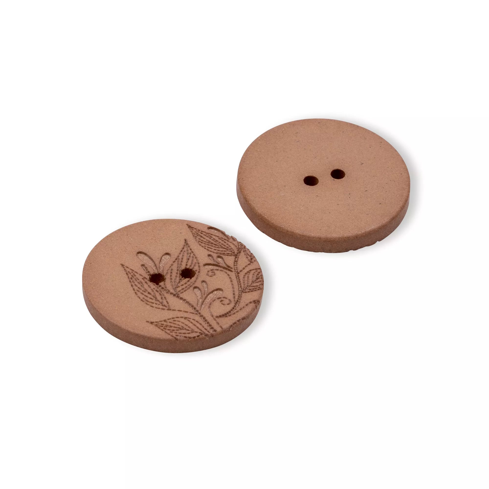 Boutons 2 trous Prym 1530, chanvre recyclé, 28mm, marron clair