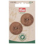 Boutons 2 trous Prym 1530, chanvre recyclé, 28mm, marron clair