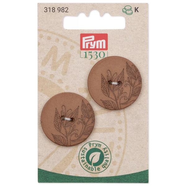 Prym 1530 2-hole buttons, recycled hemp, 28mm, light brown