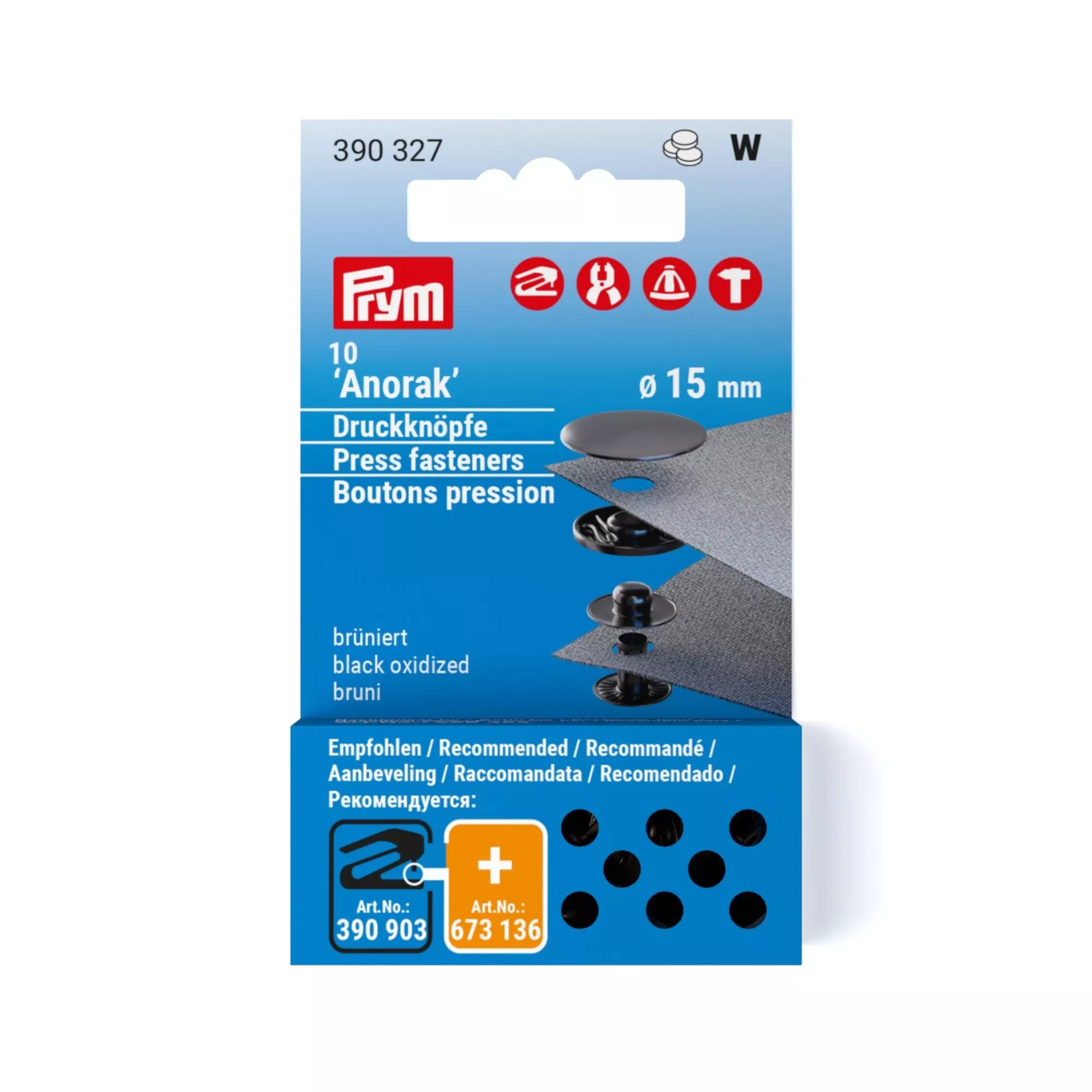 Sew-on-free snap fasteners "Anorak"