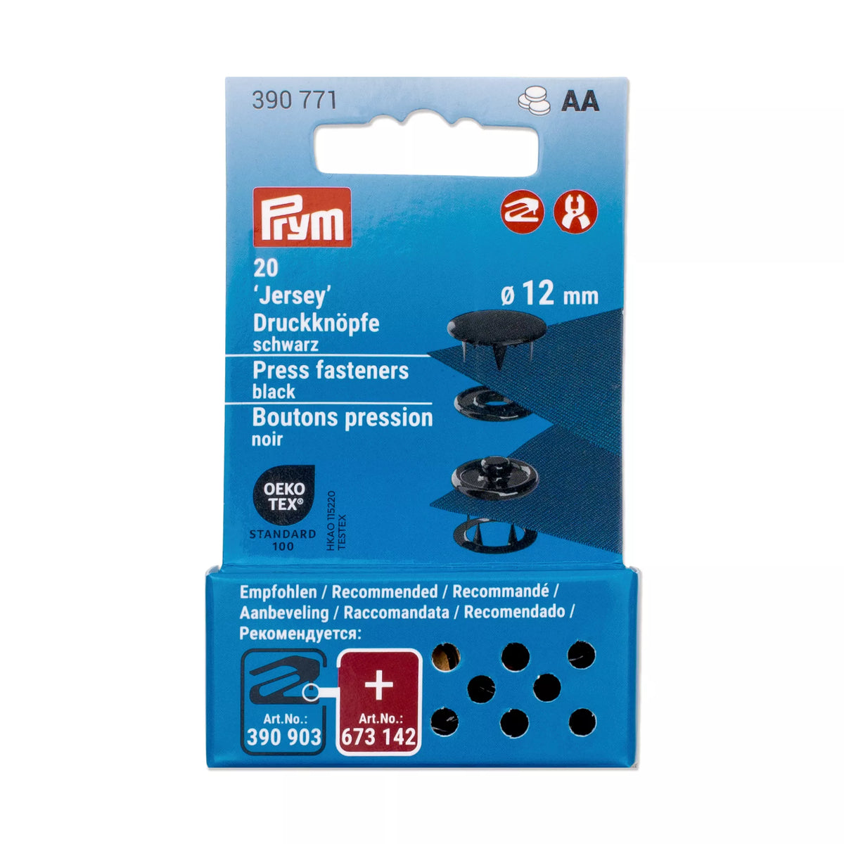 Jersey snap fasteners, 12 mm, assorted colors