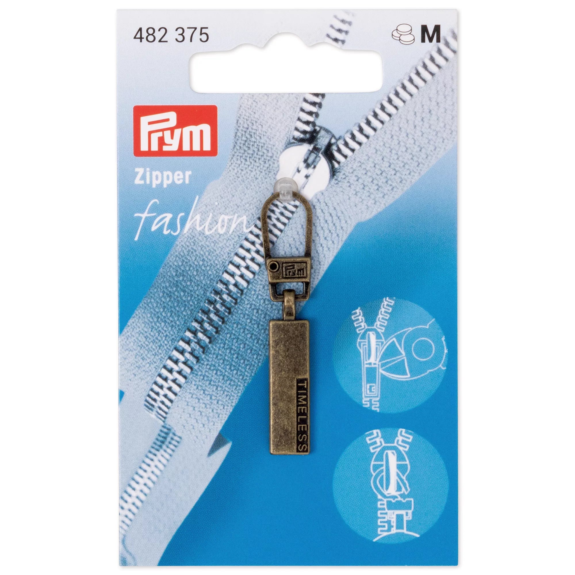 Fashion Zipper, Classic TIMELESS, antique brass