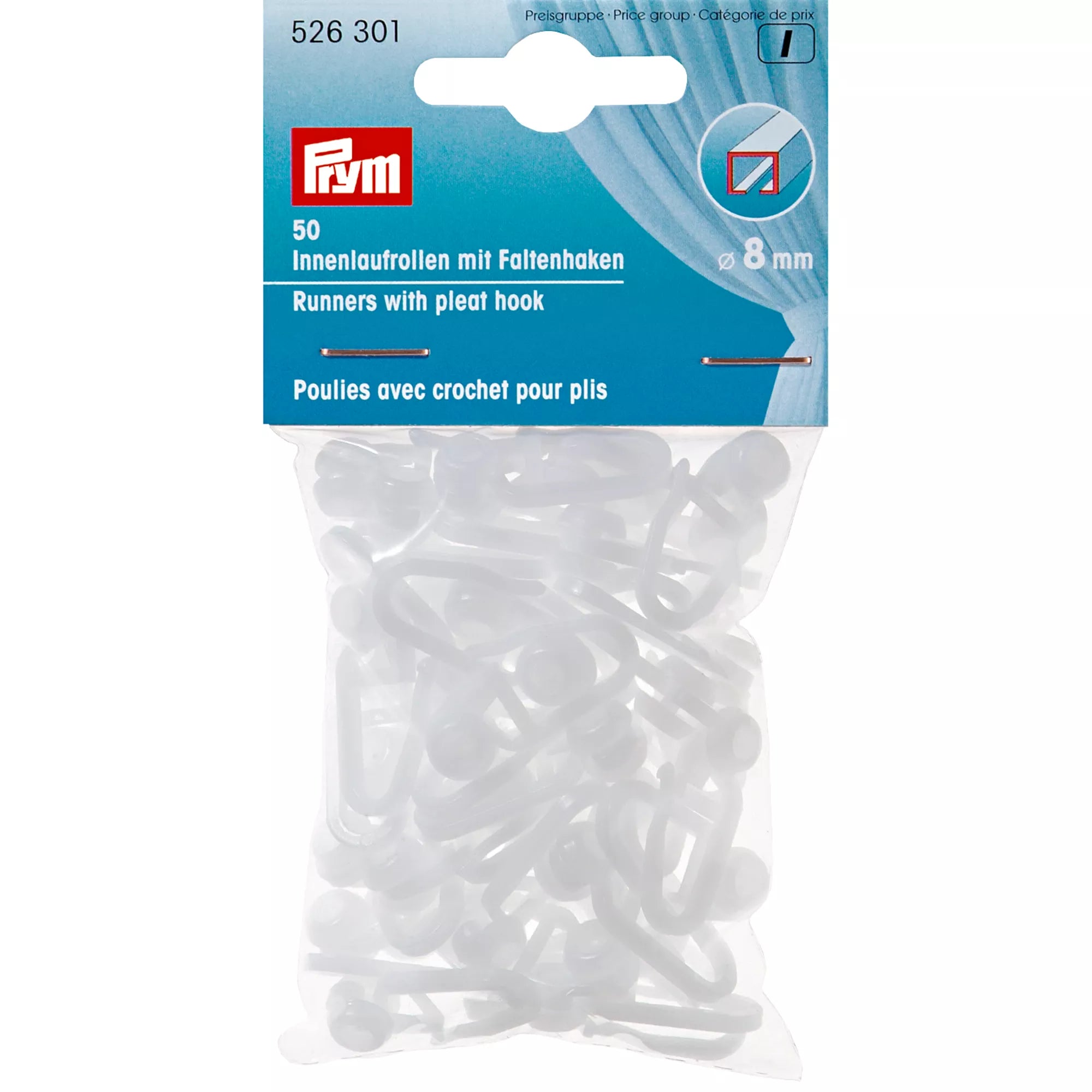 Internal rollers with pleat hooks