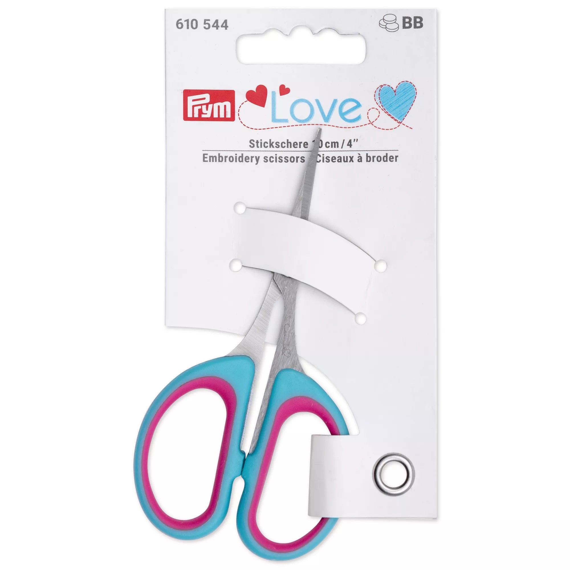 Embroidery Scissors Prym Love, 10cm, mint/pink