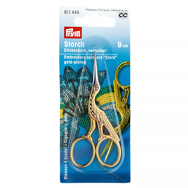 Ciseaux à broder cigogne 9cm dorés