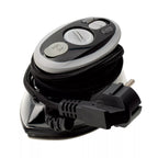 Mini fer à repasser vapeur noir avec support en silicone et étui de voyage