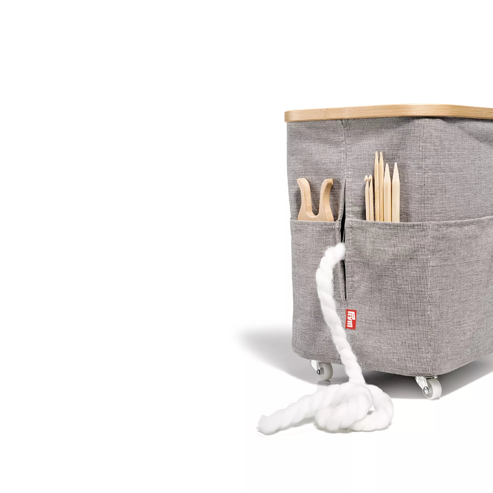 Fold & Store Box Multi, Canvas & Bamboo, foldable with wheels