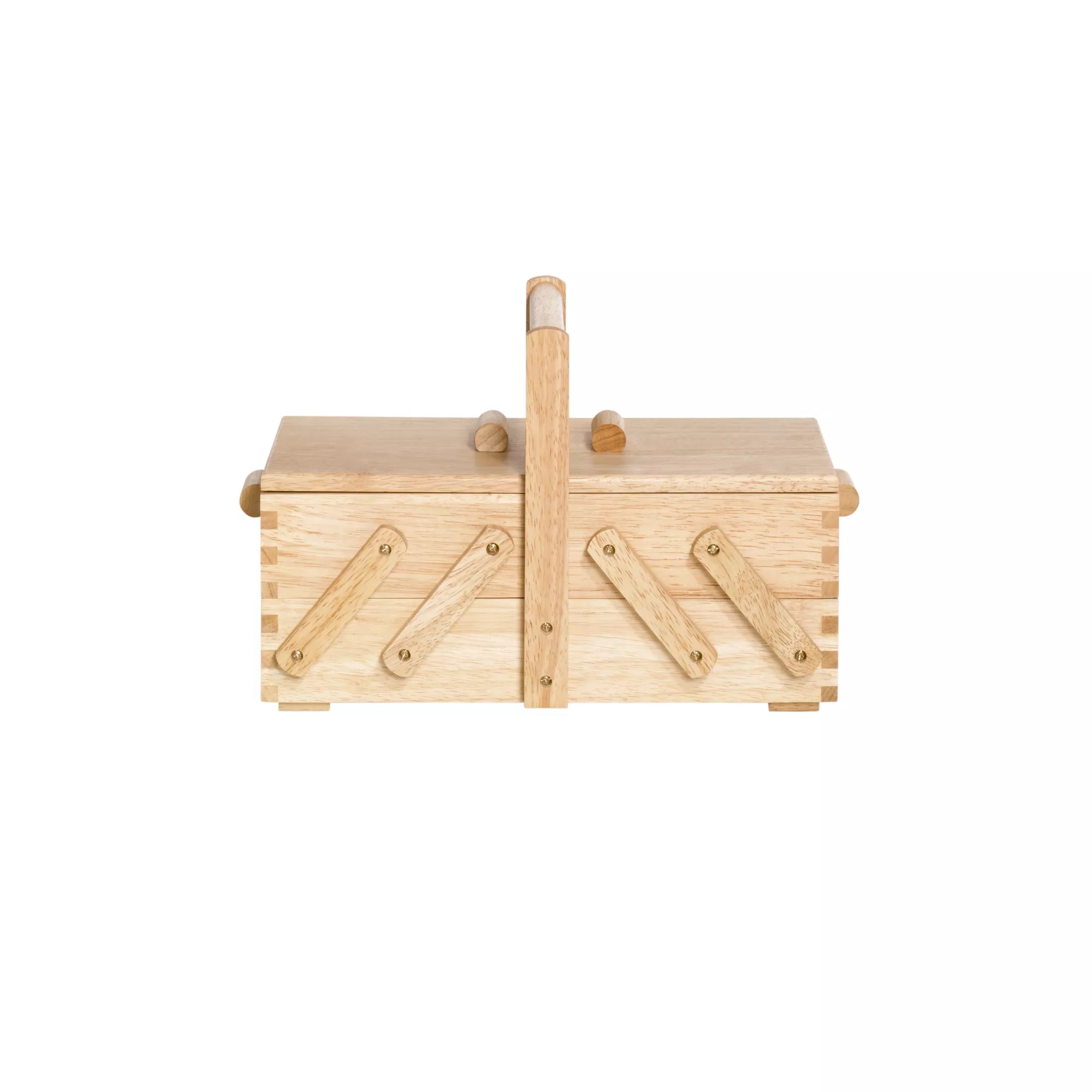Light-colored wooden sewing boxes
