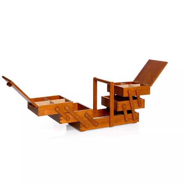 Boîte de couture en bois foncé L