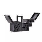 Wooden sewing box M, black with fabric