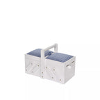 Boîte à couture en bois blanche avec tissu