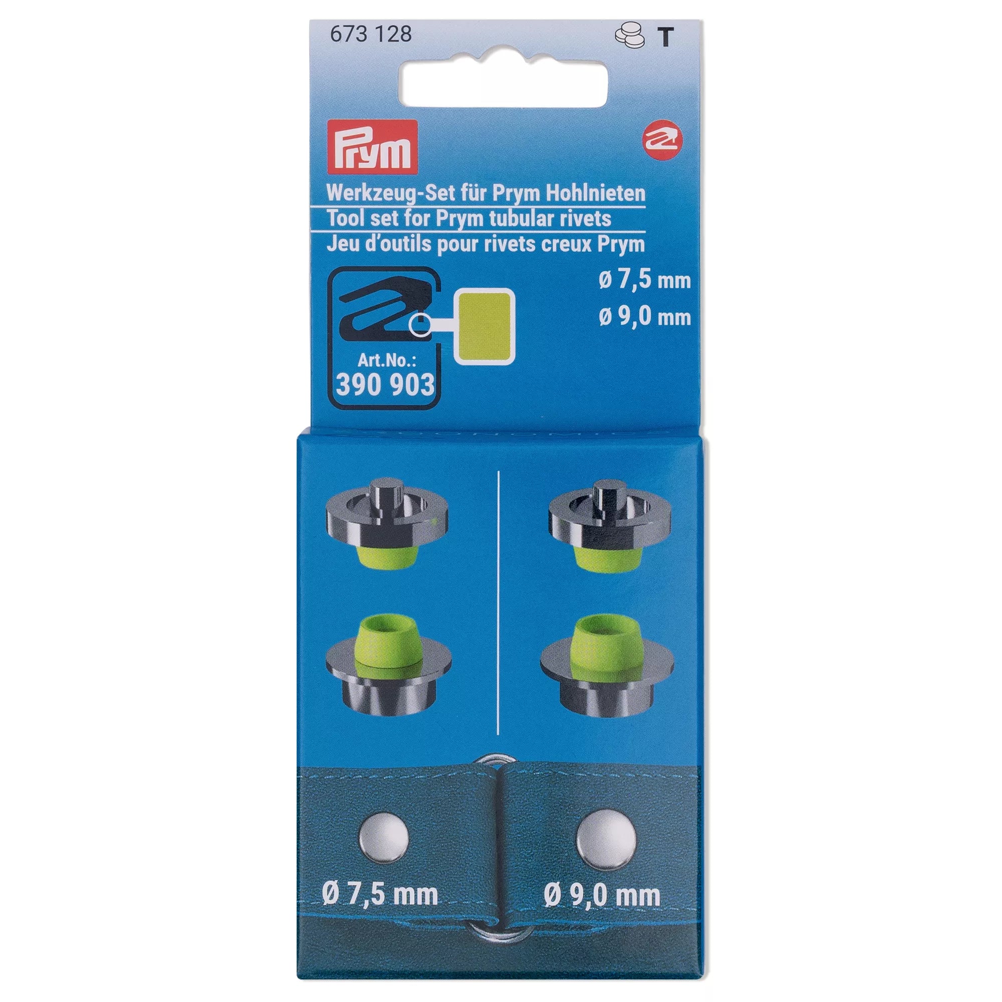 Tool set for Prym hollow rivets with Ø 7.5 mm and 9 mm