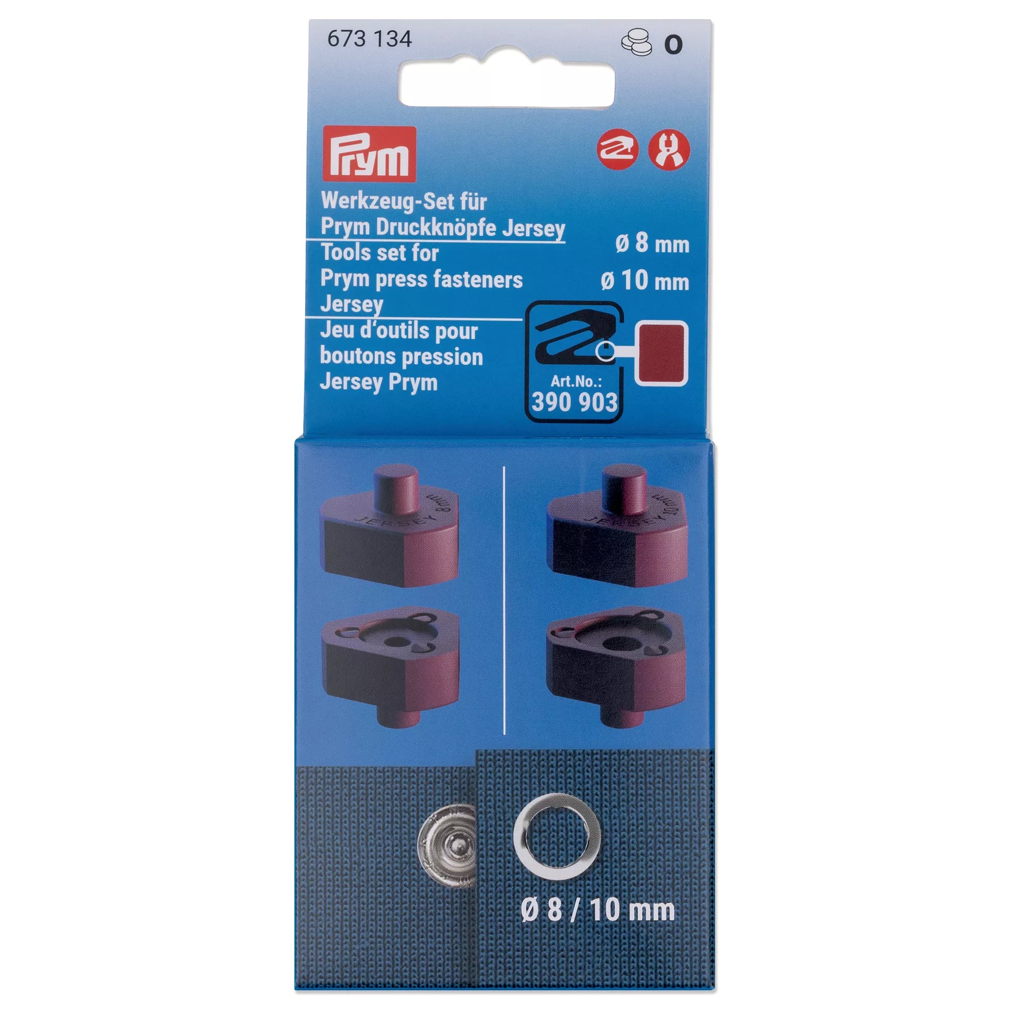 Tool set for Prym jersey press fasteners, 8 and 10 mm