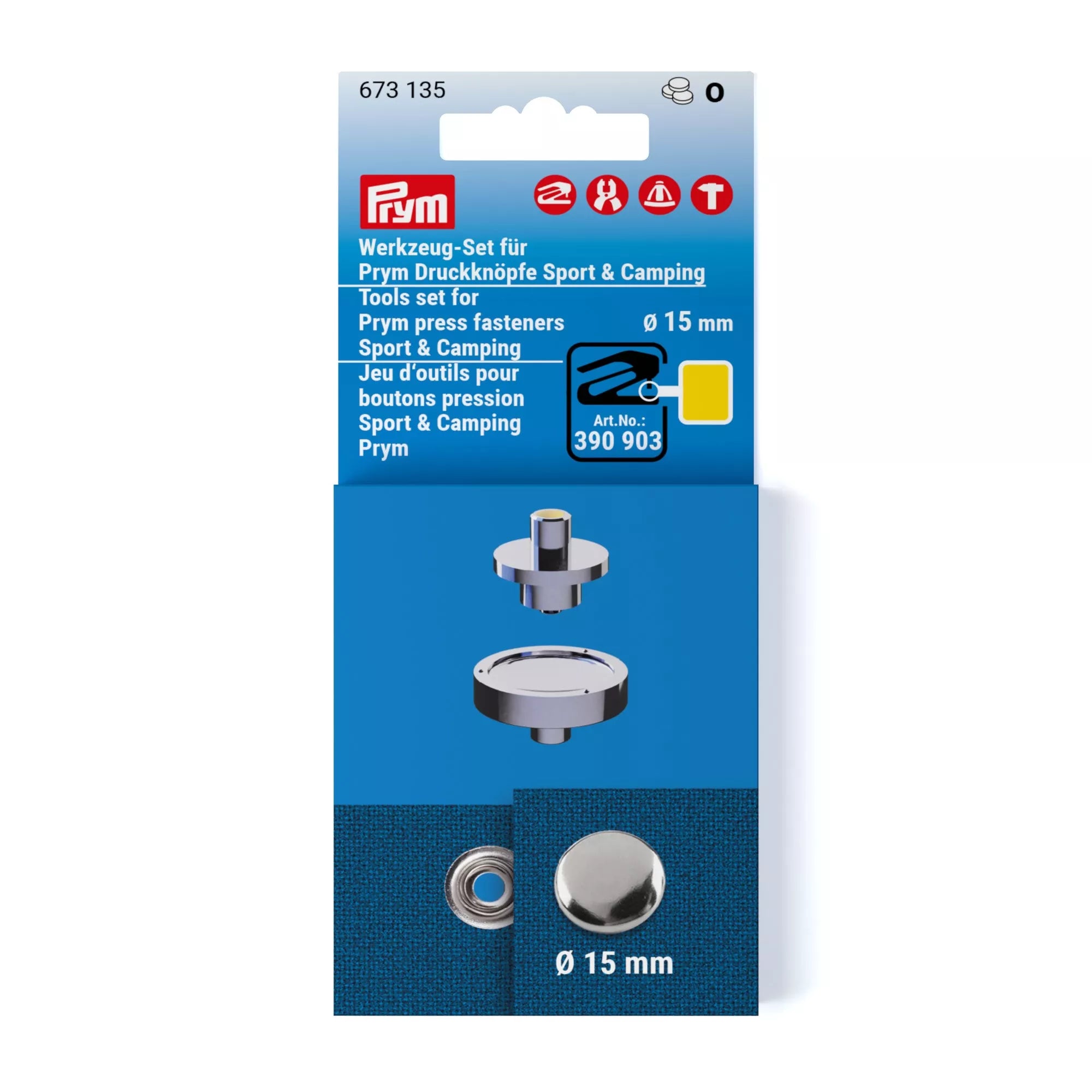 Tool set for Prym Sport & Camping press fasteners, 15 mm