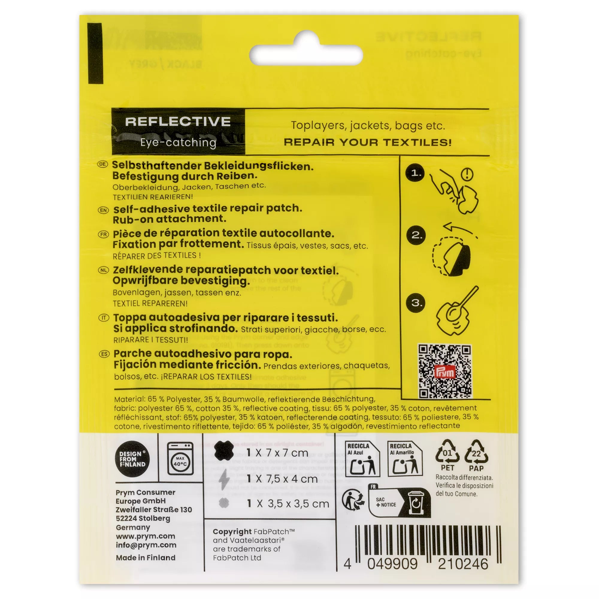 Rub-on Patch REFLECTIVE, schwarz/grau