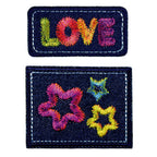 Applikation Jeans LOVE, mehrfarbig