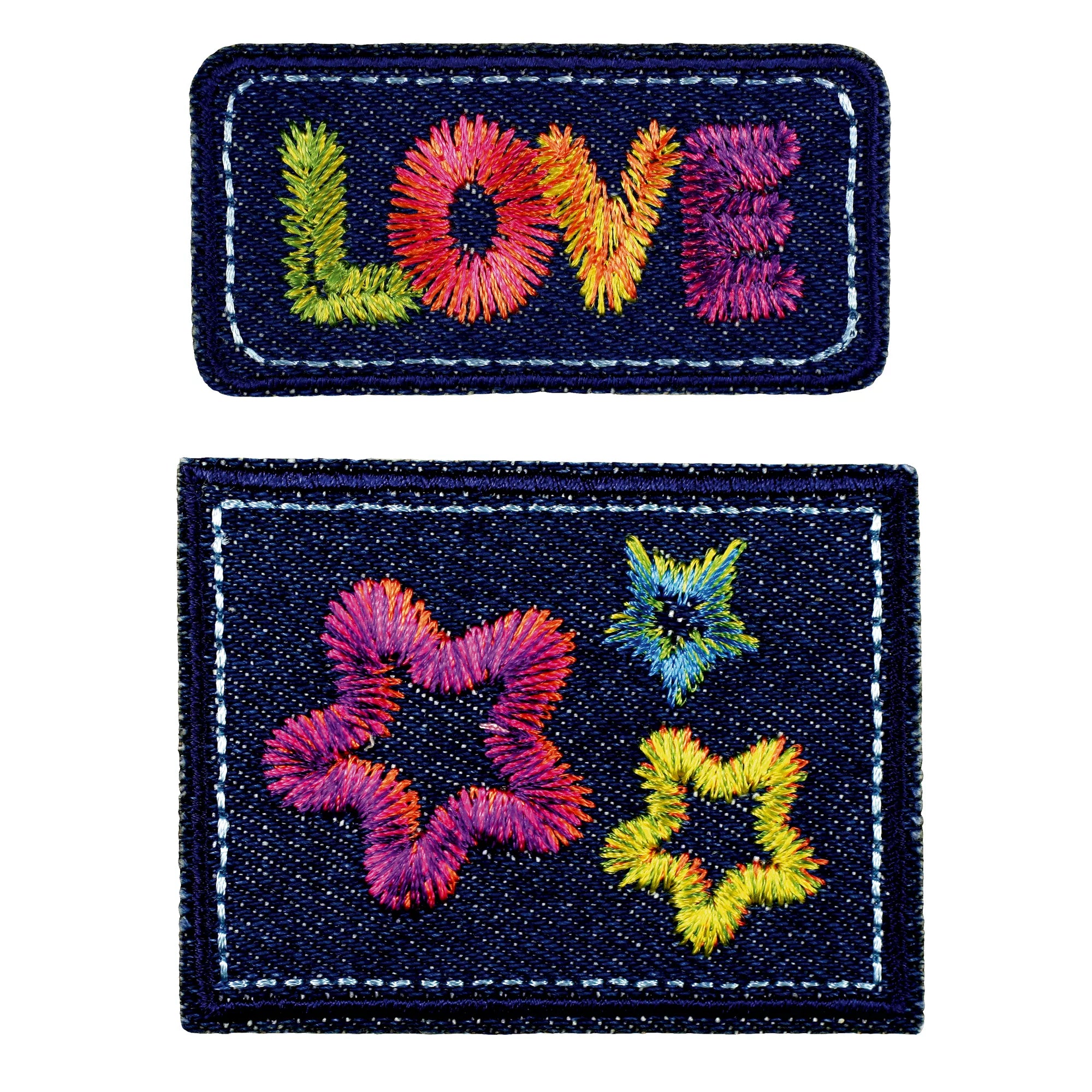 Applikation Jeans LOVE, mehrfarbig
