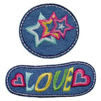 Application jeans étoiles, multicolore