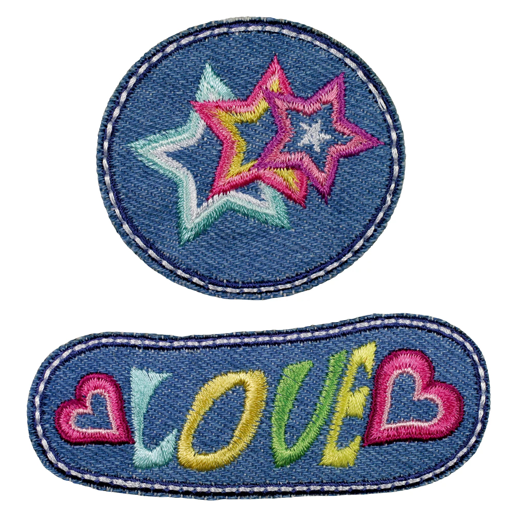Application jeans étoiles, multicolore