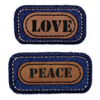Applikation Jeans LOVE, blau/braun