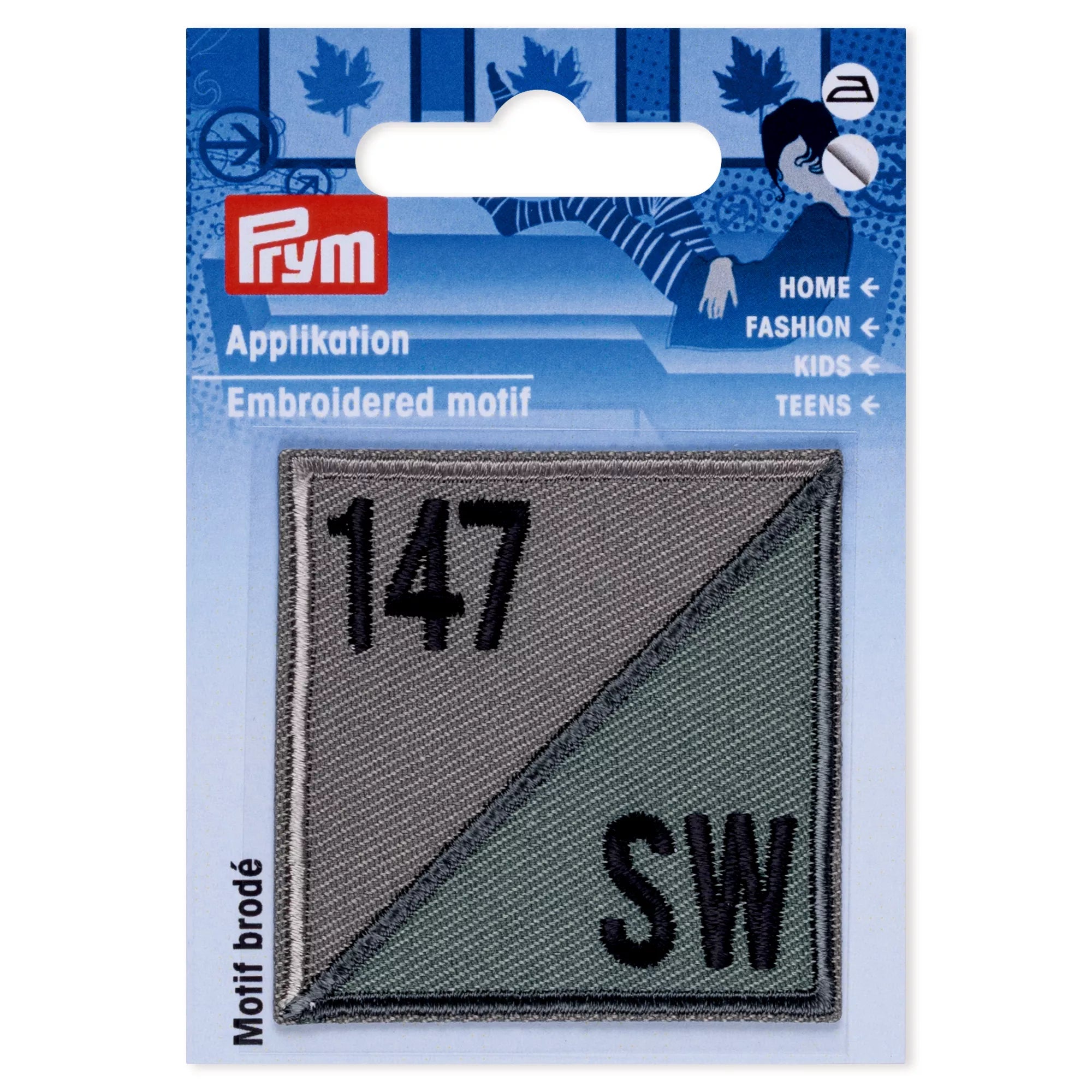 Appliqué, "147 SW", multicolored