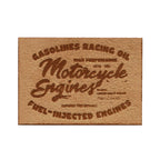Applique label MOTORCYCLE, imitation suede, sand
