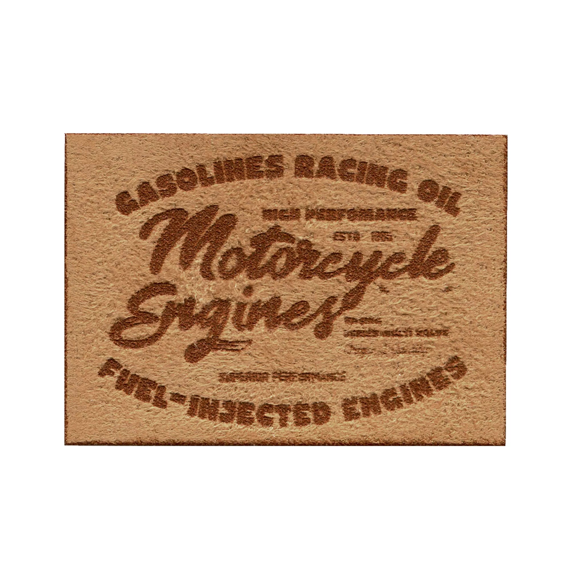 Applique label MOTORCYCLE, imitation suede, sand