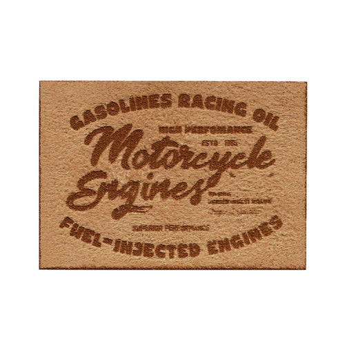 Applikation Label MOTORCYCLE, Wildlederimitat, sand