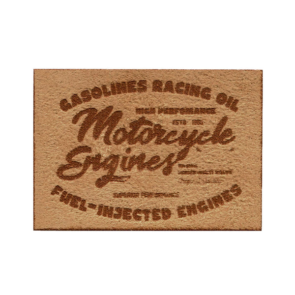 Applique label MOTORCYCLE, imitation suede, sand