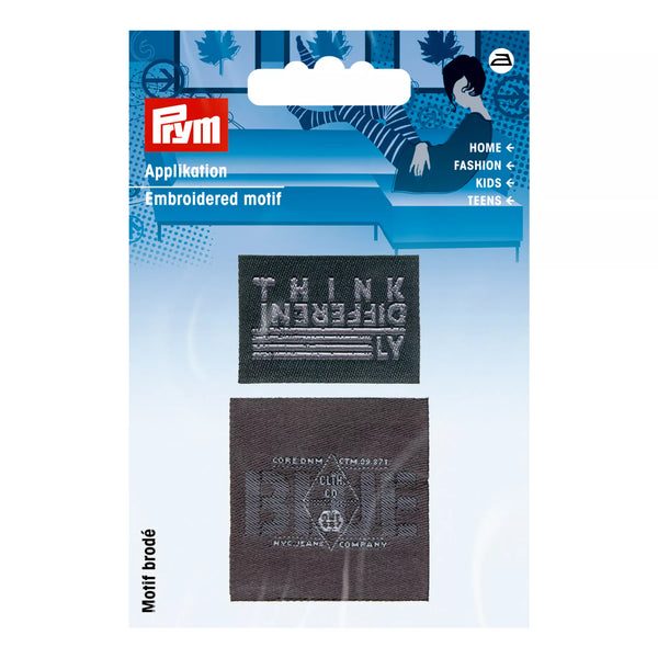 Applikation Label THINK/BLUE, grau