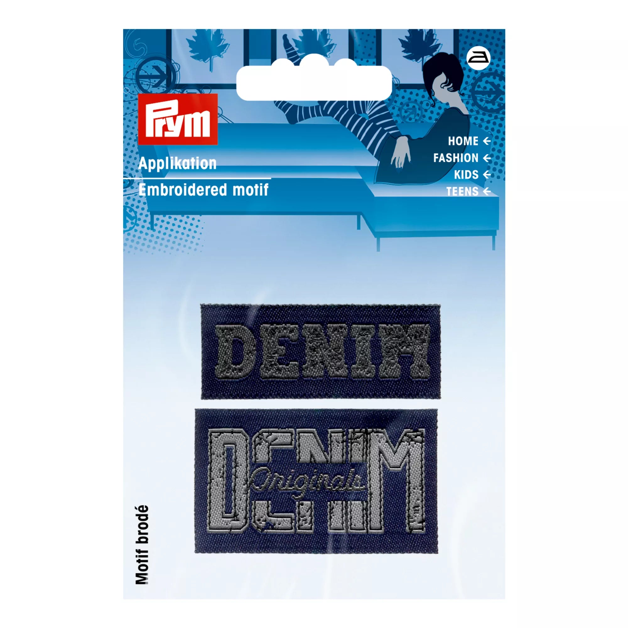 Applikation Label DENIM/ORIGINALS, blau