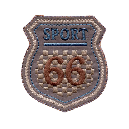 Applikation Label SPORT 66, grau/blau/beige