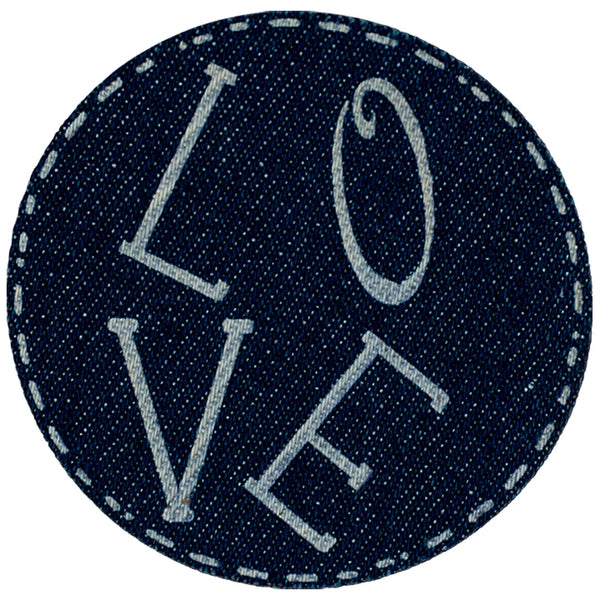 Applikation Jeans gelasert LOVE, blau