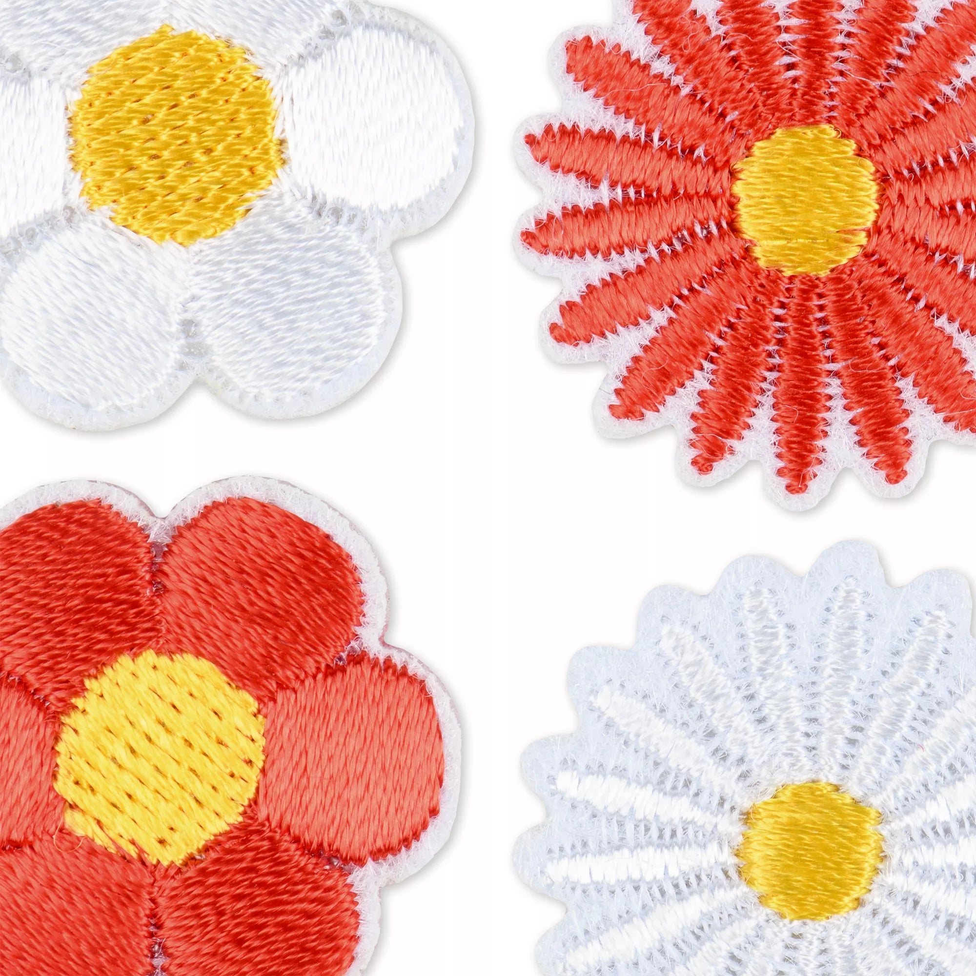 Appliqué, Flowers, Red/White