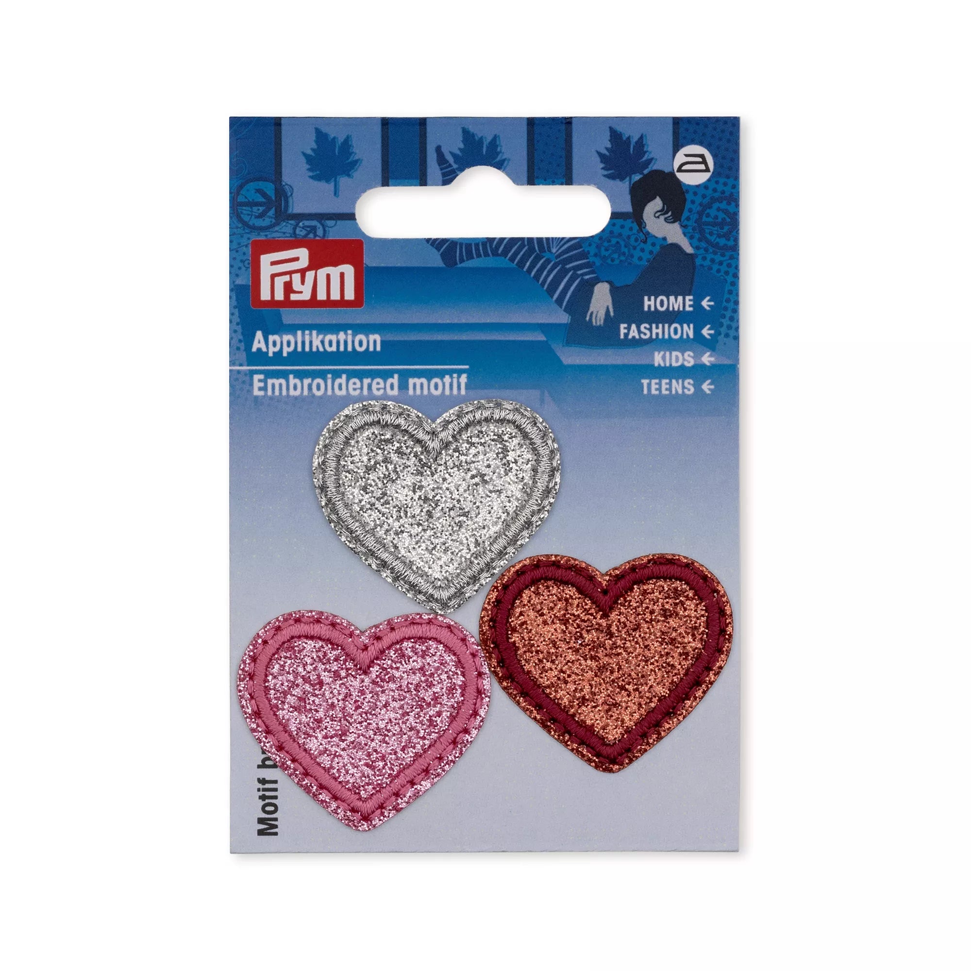 Appliques cœurs, 3 pièces, multicolore
