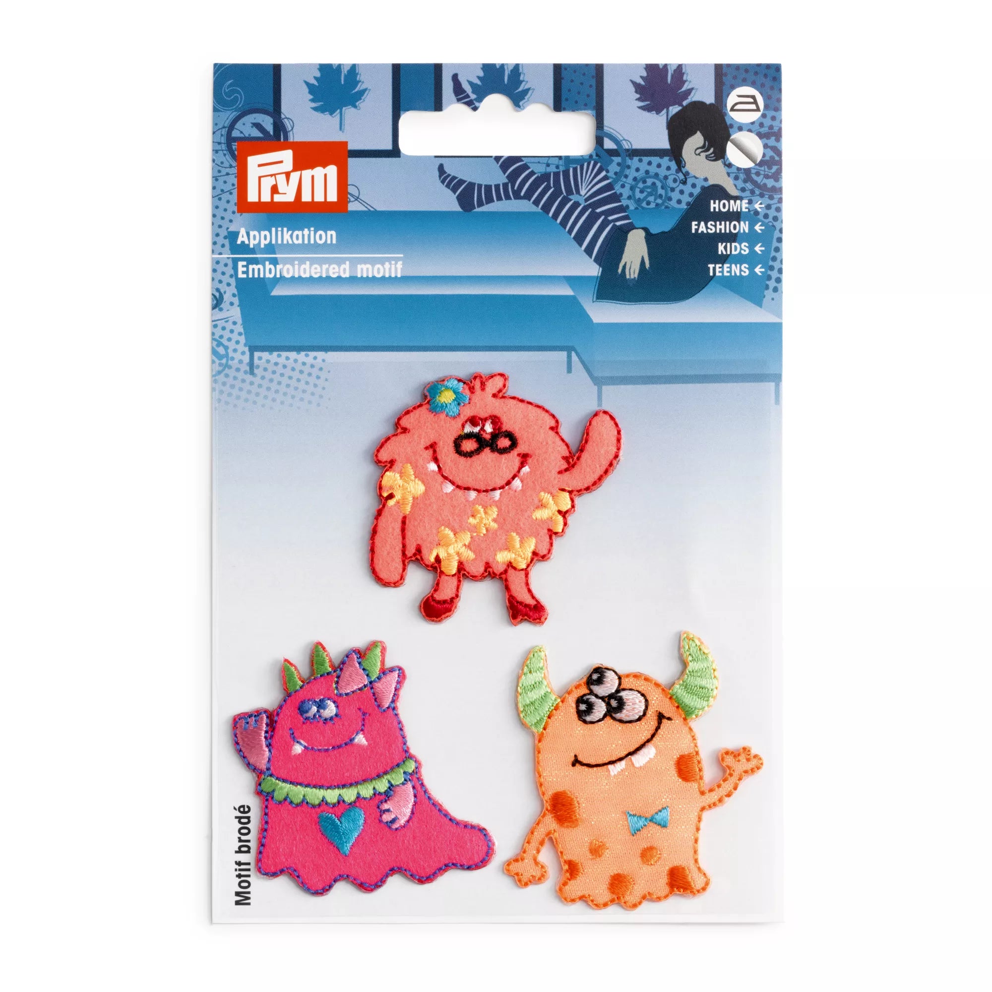 Applikation selbstklebend/aufbügelbar, Monster, pink