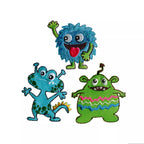 Applique monster, self-adhesive/iron-on, blue/green
